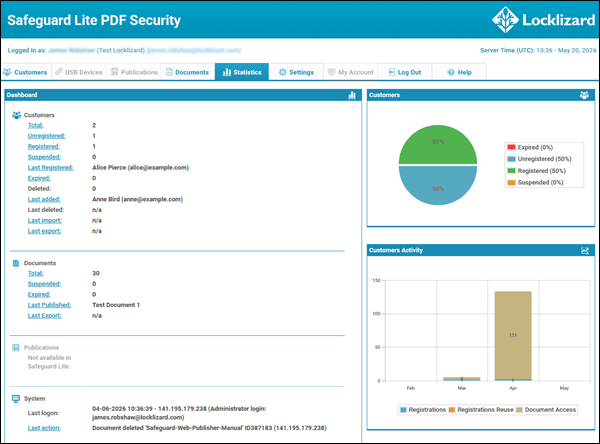 Statistics: This is where you can see statistics and view system log files.